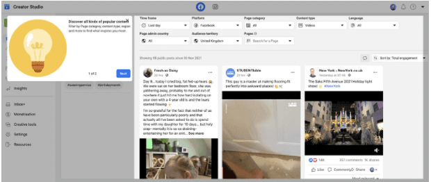 Facebook přidává do creator studia nové přehledy trendů