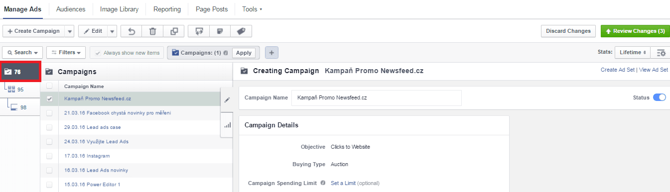 Power editor: vytváření reklam a jejich správa