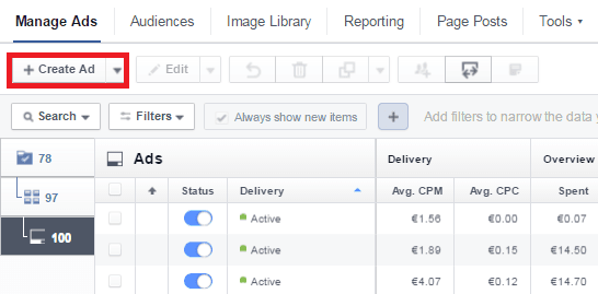 Power editor: vytváření reklam a jejich správa